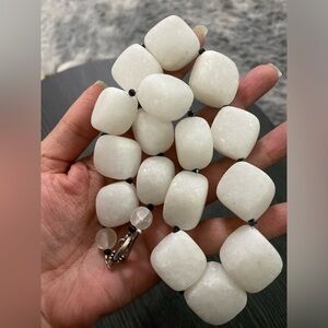 Elegant White Chunky Bead  may be jade Necklace for Women